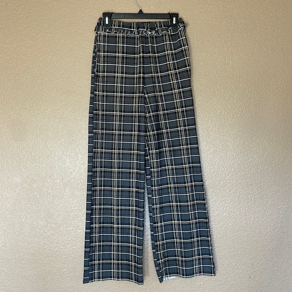 Topshop wide leg plaid stretch pants size 4